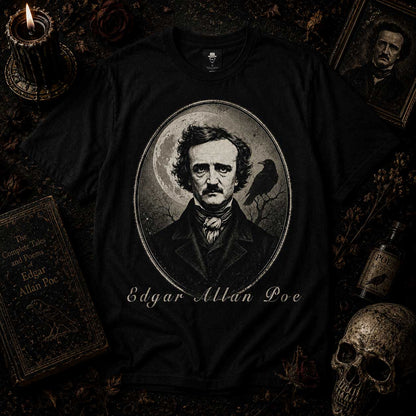 Poe Gothic Portrait Raven Moon Dark Academia