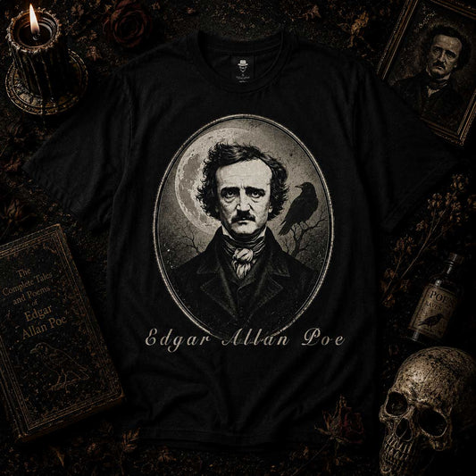 Poe Gothic Portrait Raven Moon Dark Academia