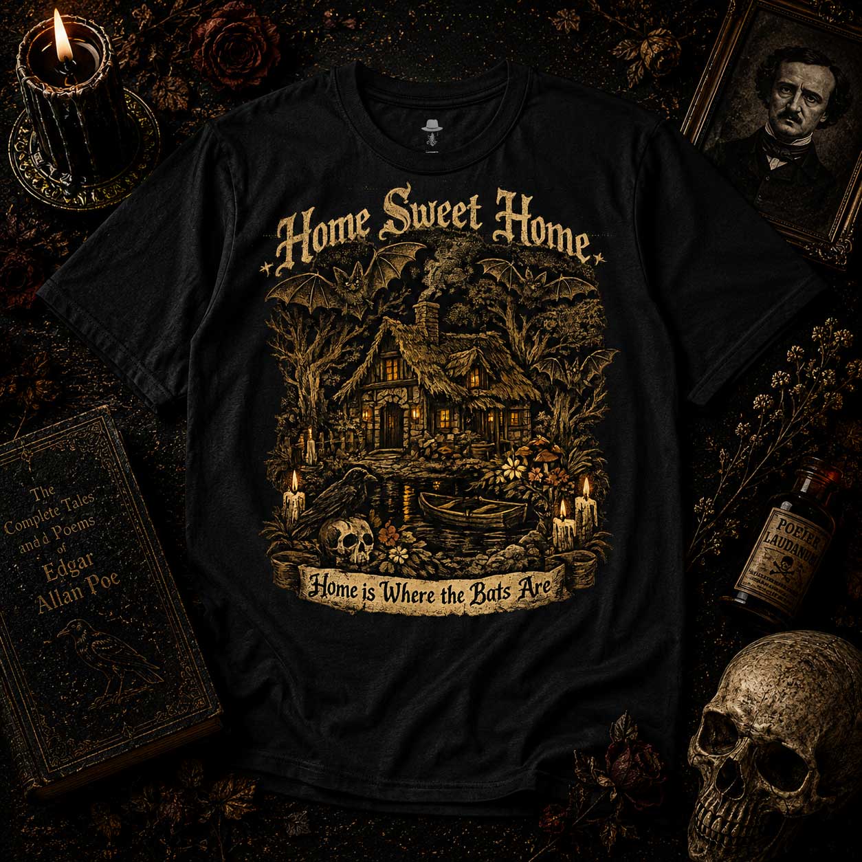Home Sweet Home Gothic Cottage Bats Tee